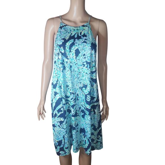 Lilly Pulitzer Dresses & Skirts - Lilly Pulitzer Margot Swing Dress Sz L High Tide Scuba Doo Pima Cotton Resort